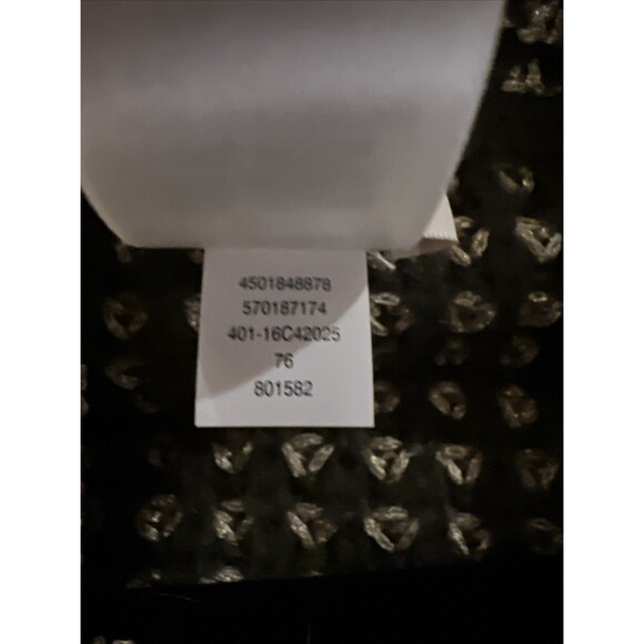 Chico’s Green Gold Shawl One Size OS Net Pullover Crochet Knit Shimmer Faux Fur - Picture 11 of 16